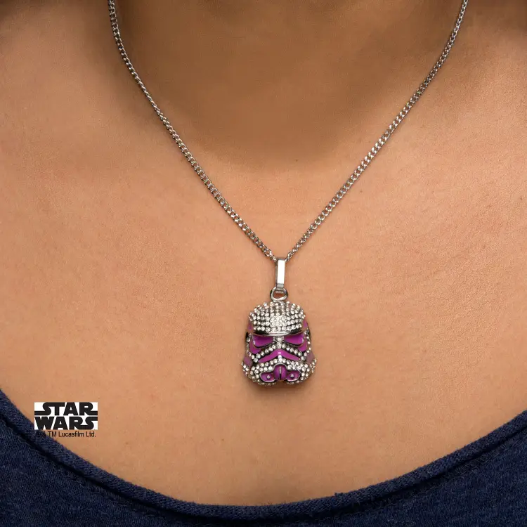 STAR WARS - Stormtrooper z przezroczystym klejnotem i różową emaliowaną zawieszką
