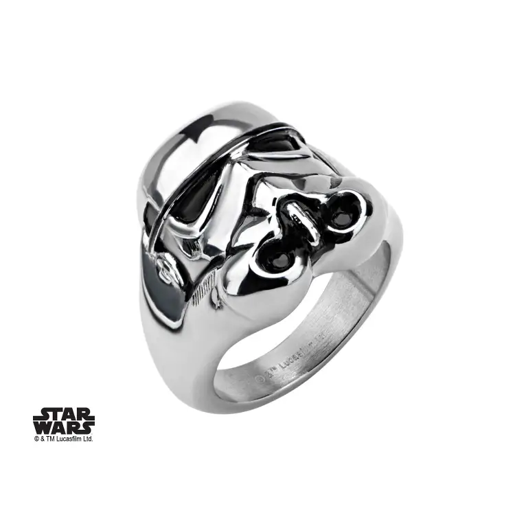 STAR WARS - Męski pierścionek ze stali nierdzewnej 3D Stormtrooper - Rozmiar 11