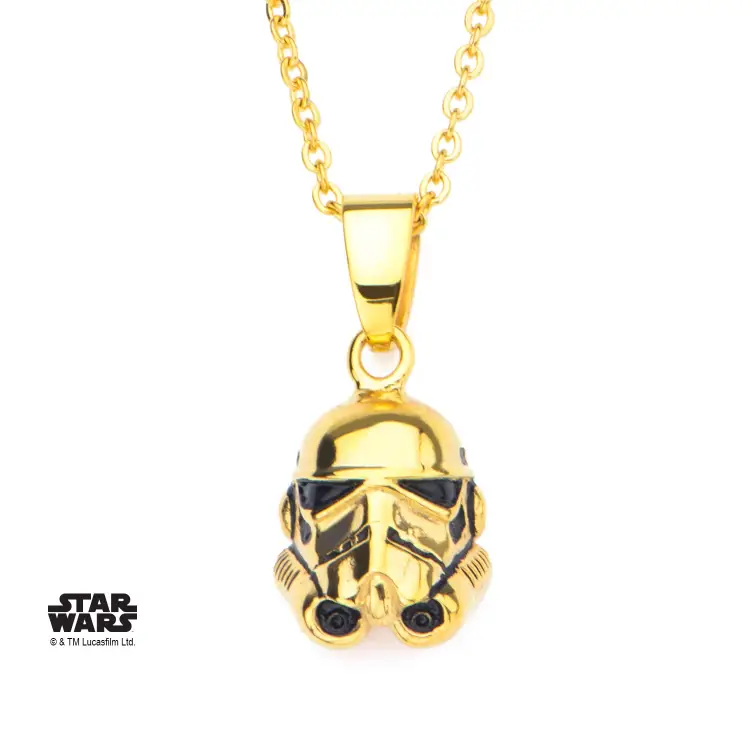 STAR WARS - pozłacany PVD wisiorek 3D Stormtrooper z łańcuszkiem