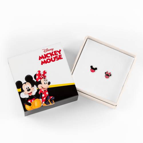MINNIE + MICKEY - Para kolczyków sztyftów - posrebrzany mosiądz