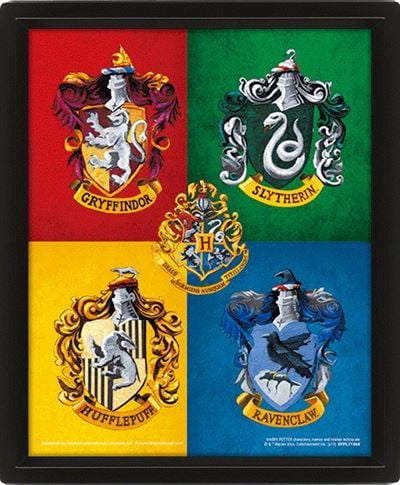 HARRY POTTER - Kolorowe herby - plakat soczewkowy 3D 26x4cm