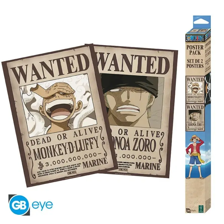 ONE PIECE - Wanted Luffy & Zoro - Zestaw 2 plakatów "52x38