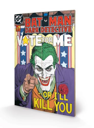 DC COMICS - Wydruk na drewnie 40X59 - Joker Głosuj na mnie