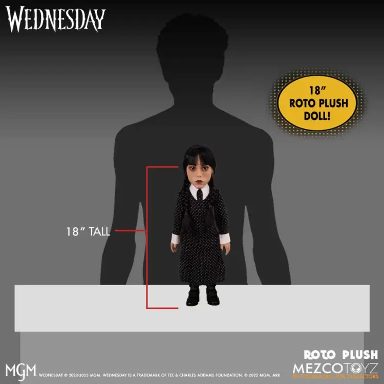 WEDNESDAY - Wednesday Addams MDS Roto Doll - 45 cm