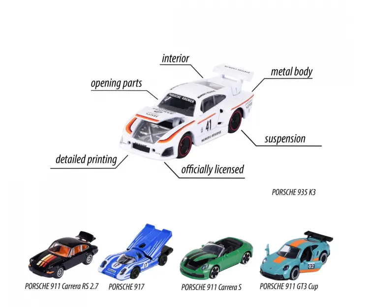 RIDE COOL - Porsche - Zestaw 5 miniaturowych samochodów - 1:64