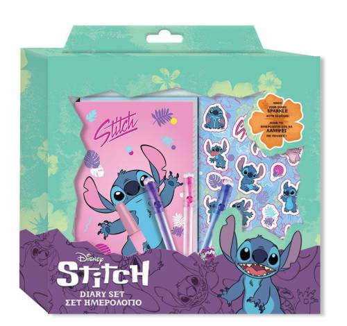 STITCH - Zestaw upominkowy notatnik + naklejki + długopis