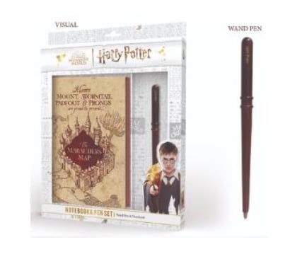 HARRY POTTER - Notatnik A5 Premium - Mapa Marauder + Zestaw z różdżką