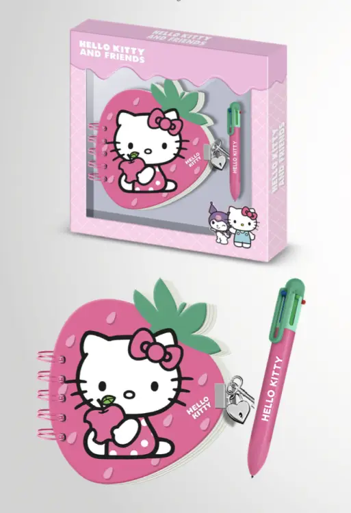 HELLO KITTY - Truskawka - Pudełko upominkowe - Pamiętnik + długopis
