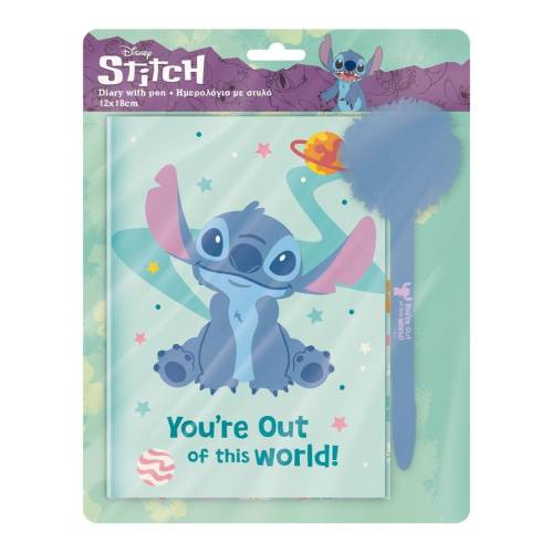 STITCH - Zestaw upominkowy Pamiętnik z zamkiem + Długopis z pomponem