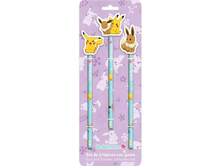 POKEMON - Flower Collection - Zestaw 3 ołówków z nakładką