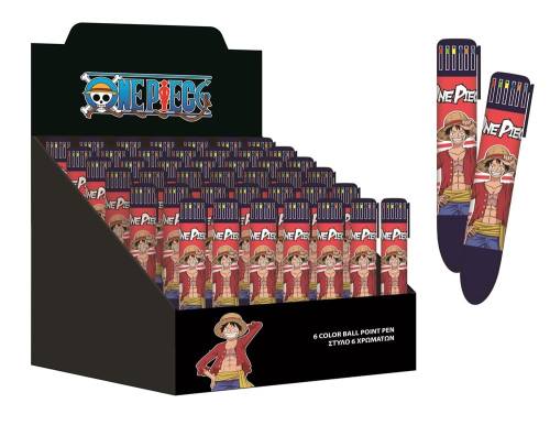 ONE PIECE - Wyświetlacz długopisów z 6 zmieniającymi się kolorami - 16szt.