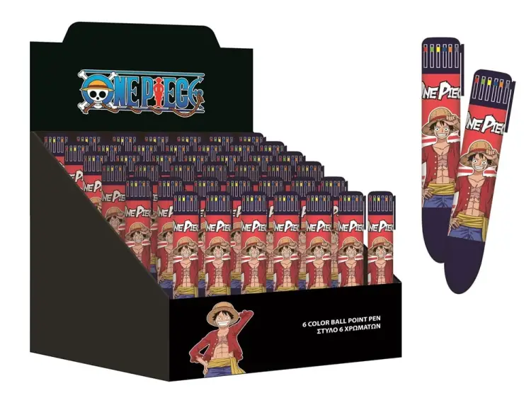 ONE PIECE - Wyświetlacz długopisów z 6 zmieniającymi się kolorami - 16szt.