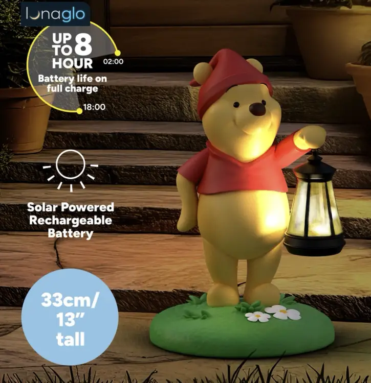 WINNIE THE POOH - zewnętrzna lampa solarna 'LunaGlo' 33cm