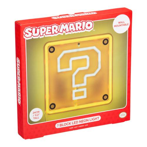 SUPER MARIO - Question Black - Neon LED do montażu na ścianie 25cm