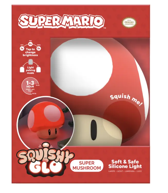 SUPER MARIO - Grzybek - Lampka dekoracyjna "SquishyGlo" z możliwością ładowania