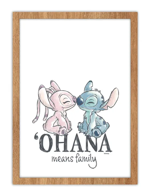 STITCH & ANGEL - Ohana oznacza rodzinę - lampa z ramką