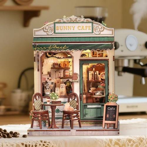 MINIATUROWY DOMEK - DIY - Słoneczna kawiarnia - 233szt + Oświetlenie LED