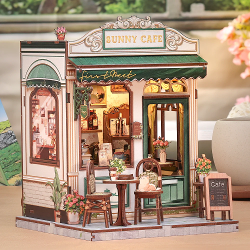 MINIATUROWY DOMEK - DIY - Słoneczna kawiarnia - 233szt + Oświetlenie LED