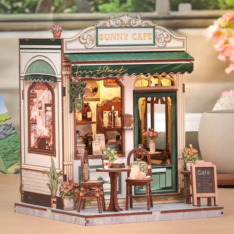 MINIATUROWY DOMEK - DIY - Słoneczna kawiarnia - 233szt + Oświetlenie LED