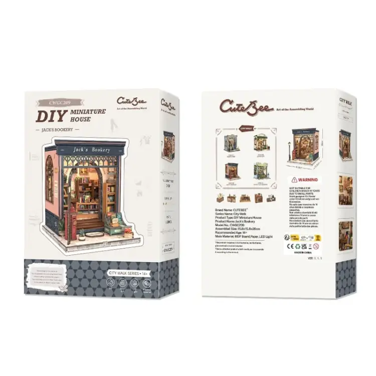 MINIATUROWY DOMEK - DIY - Księgarnia Jacka - 330 elementów + oświetlenie LED