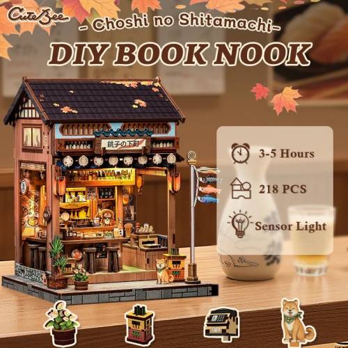 MINIATUROWY DOMEK - DIY - Choshi no Shitamachi - 218szt + Oświetlenie LED