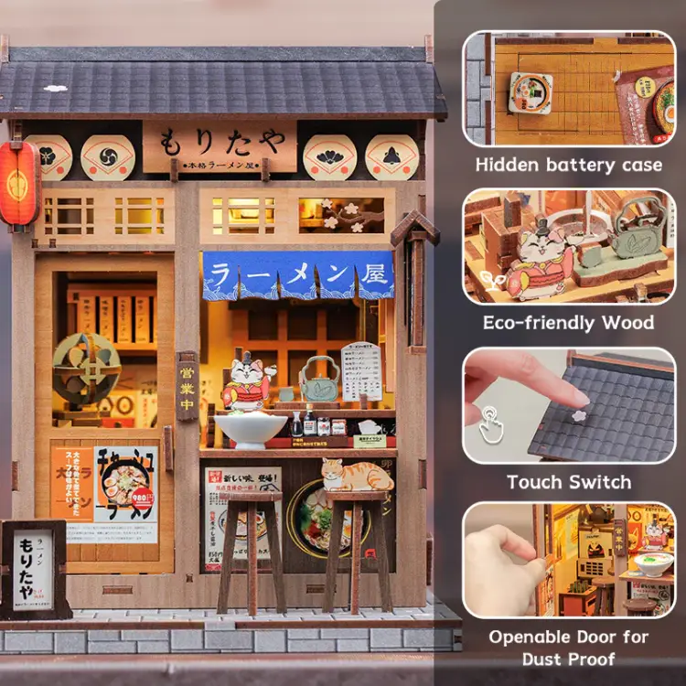 MINIATUROWY DOMEK - DIY - Choshi no Shitamachi - 218szt + Oświetlenie LED