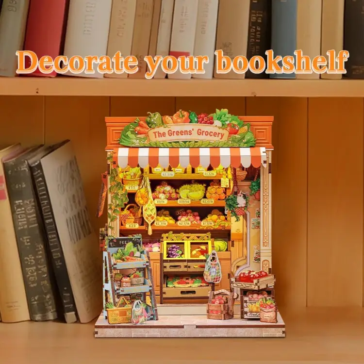 MINIATUROWY DOMEK - DIY - Zielony sklep spożywczy - 301szt + Oświetlenie LED