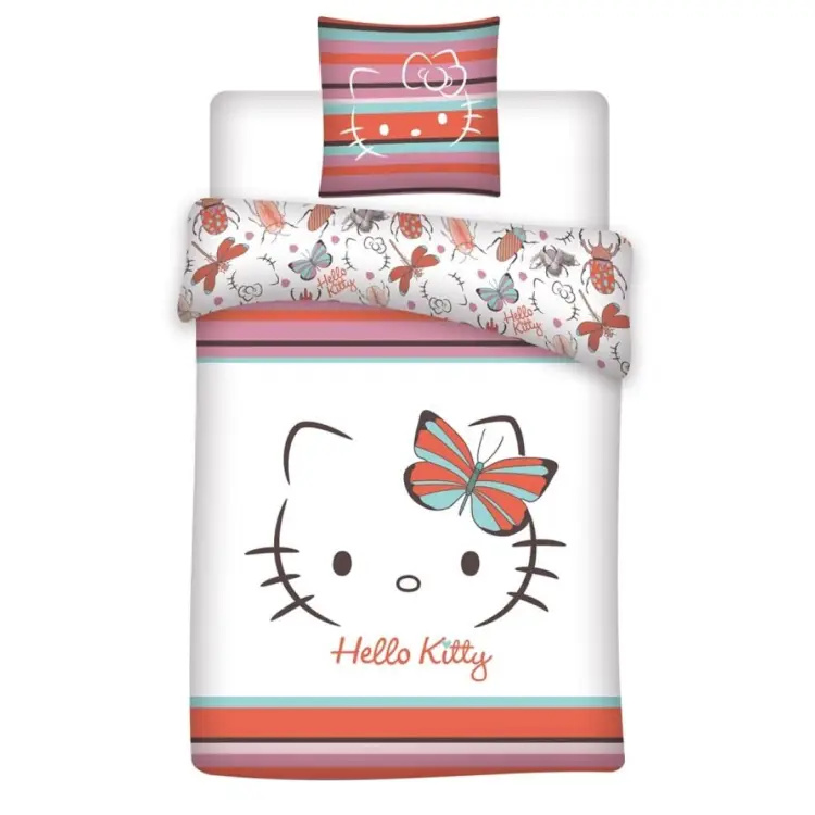 HELLO KITTY - Poszwa na kołdrę 140x200cm + 65x65cm