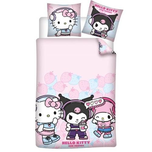 HELLO KITTY - Hello Kitty i Przyjaciel - poszwa na kołdrę 140x200cm + 65x65cm