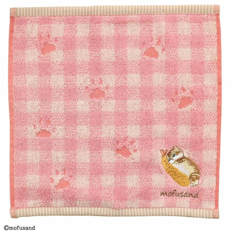 MOFUSAND - Kitten-Nyan Red Paw Print - Mini ręcznik 25x25cm
