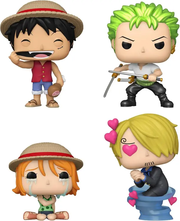 Funko pop One Piece Monkey D. Luffy, Roronoa Zoro, Nami, Sanji