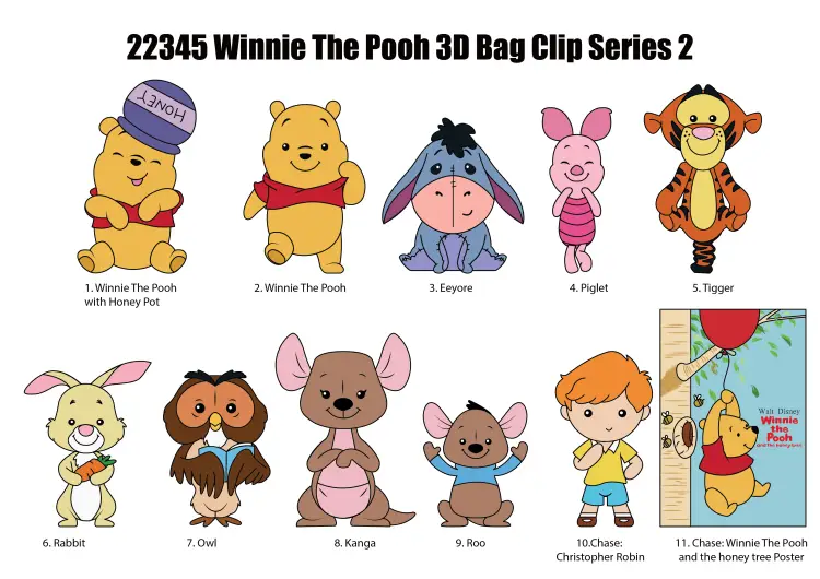 Monogram - WINNIE THE POOH - Series 2 - 3D Foam Bag Clip (Display 24 Pcs)