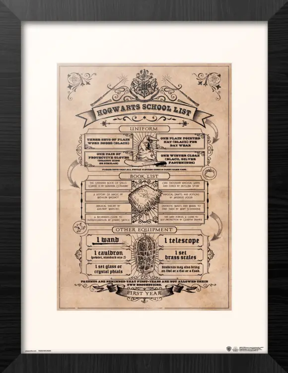 GB Eye - HARRY POTTER - Hogwarts School List - Collector Print '30x40cm'