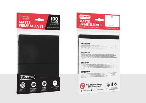 Evoretro - Matowe Koszulki na Karty Standard 66x91mm Czarne 100-Pack