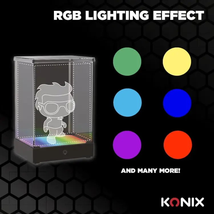 KONIX - LED DISPLAY BOX - Acrylic Lighting Display Case - 8 Lighting Modes