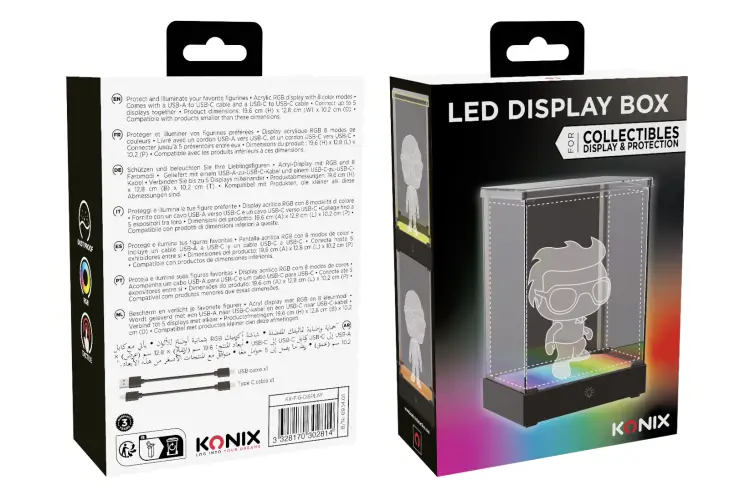 KONIX - LED DISPLAY BOX - Acrylic Lighting Display Case - 8 Lighting Modes