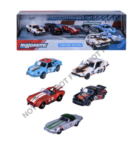 Majorette - RIDE COOL - Vintage Racing - Pack of 5 Miniature Cars - 1:64