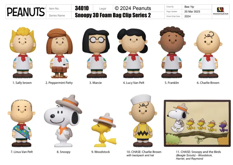 Monogram - SNOOPY - Series 2 - 3D Foam Bag Clip (Display 24 Pcs)
