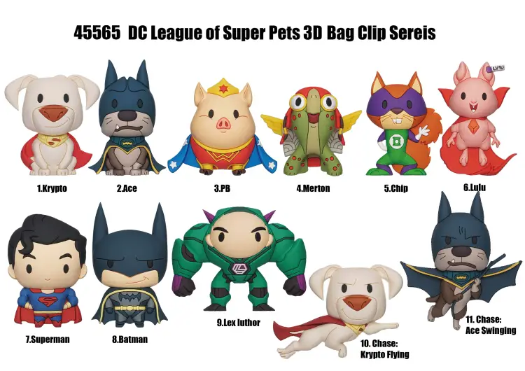 Monogram - DC SUPER PETS - Series 1 - 3D Foam Bag Clip (Display 24 Pcs)