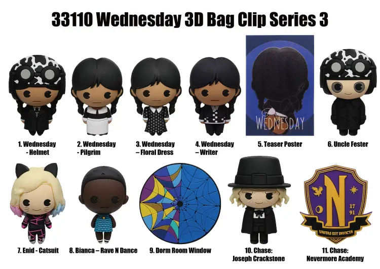Monogram - WEDNESDAY - Series 3 - 3D Foam Bag Clip (Display 24 Pcs)