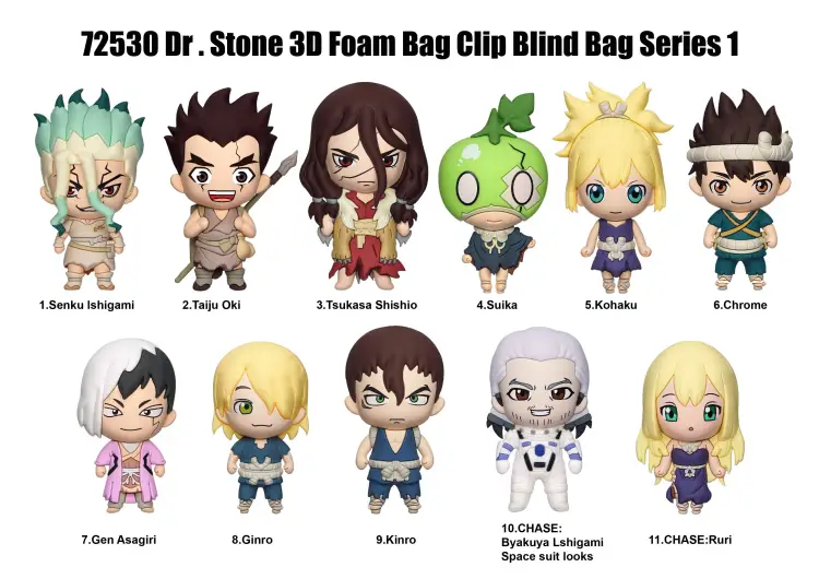 Monogram - DR STONE - Series 1 - 3D Foam Bag Clip (Display 24 Pcs)