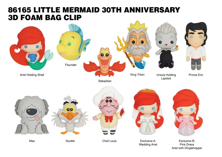 Monogram - LITTLE MERMAID - Series 1 - 3D Foam Bag Clip (Display 24 Pcs)