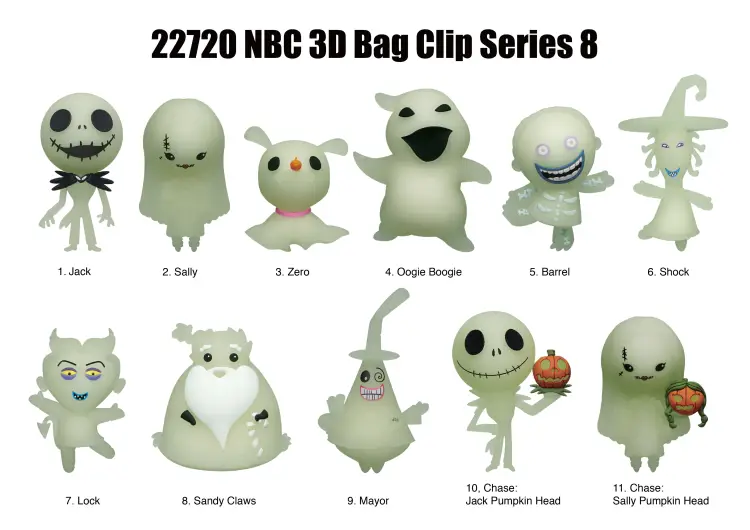 Monogram - NBX - Series 8 - 3D Foam Bag Clip (Display 24 Pcs)