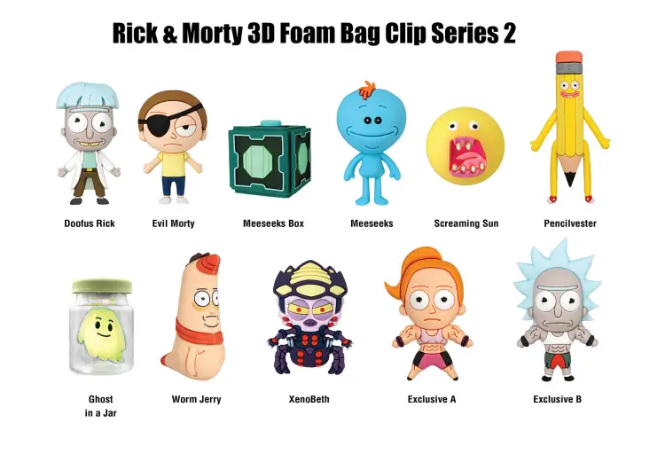 Monogram - RICK & MORTY - Series 2 - 3D Foam Bag Clip (Display 24 Pcs)