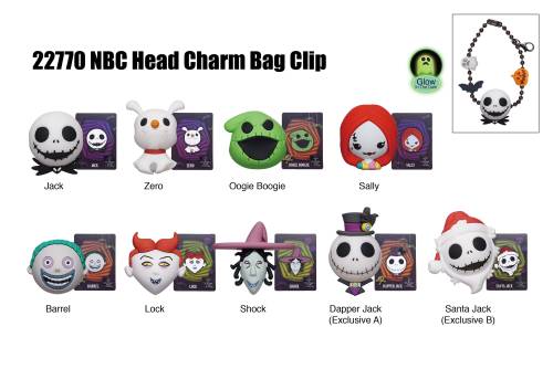 Monogram - NIGHTMARE BEFORE CHRISTMAS - Charm Bag Clip (Display 24 Pcs)