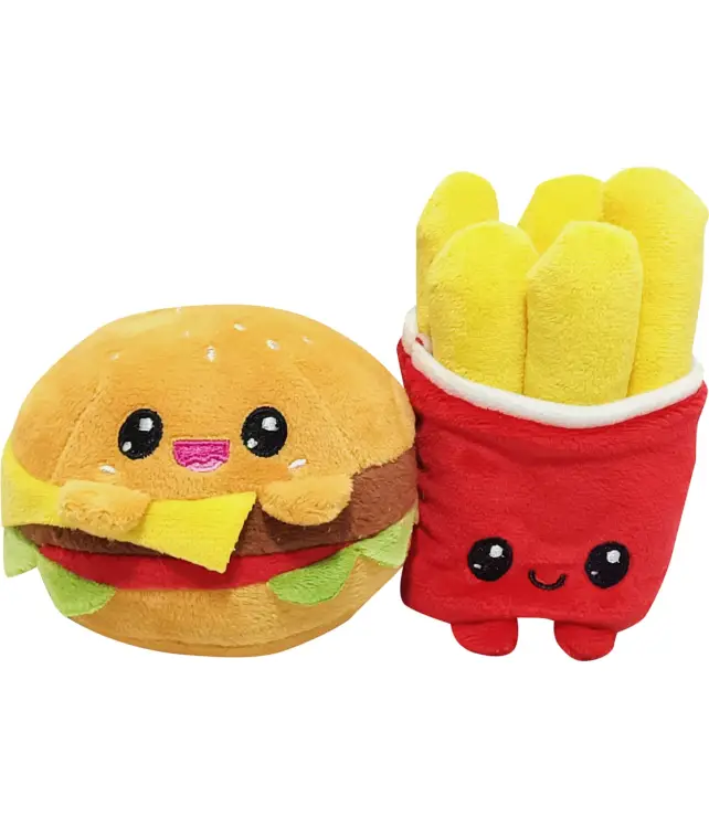 Joy Toy - YUMMIES - Burger & French fries - 2 plush 15cm in plush bag 21x21cm