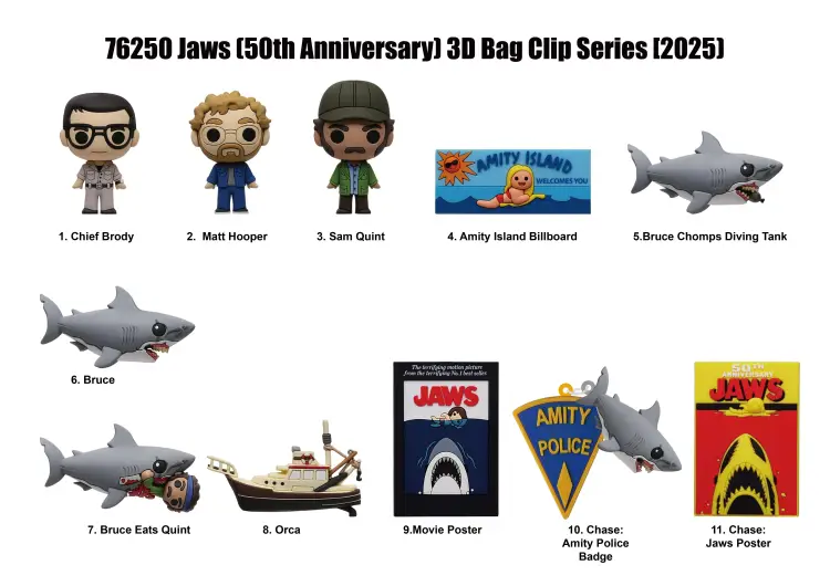Monogram - JAWS 50TH ANNIVERSARY - Series 1 - 3D Foam Bag Clip (Display 24 Pcs)
