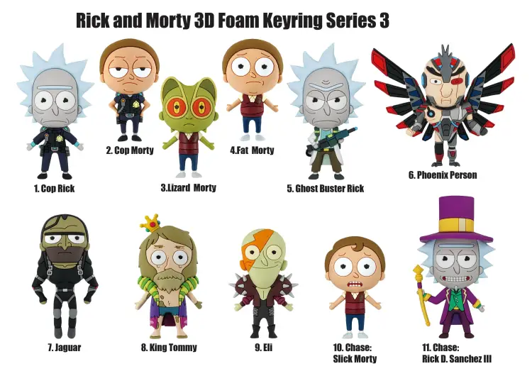 Monogram - RICK & MORTY - Series 3 - 3D Foam Bag Clip (Display 24 Pcs)