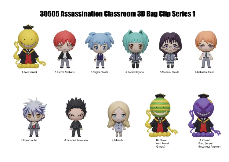 Monogram - ASSASSINATION CLASSROOM - Series 1 - 3D Foam Bag Clip (Display 24 Pcs)