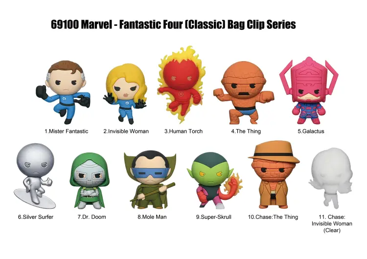 Monogram - FANTASTIC FOUR - 3D Foam Bag Clip (Display 24 Pcs)